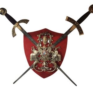 Spanish Toledo Panoply Crossed Swords Decorative Crest Coat of Arms Double Eagle